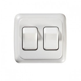 RV Designer Wall Switch, Contoured, Double, White
