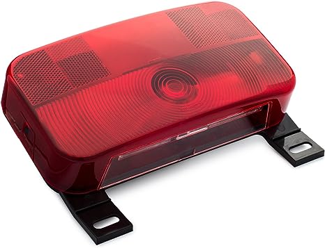 Lumitronics Red Surface Mount Light - License Bracket and License Light - Stop/Turn/Tail for RV, Trailer, Camper, 5th Wheel, Motorhome (Black)