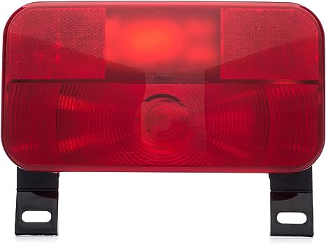 Lumitronics Red Surface Mount Light - License Bracket and License Light - Stop/Turn/Tail for RV, Trailer, Camper, 5th Wheel, Motorhome (Black)