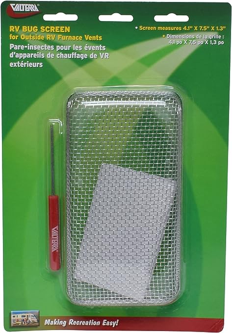 Valterra A10-1300VP Bug Screen (for Outside RV Furnace Vents , 4.1″ X 7.5″ X 1.3″),1 Pack