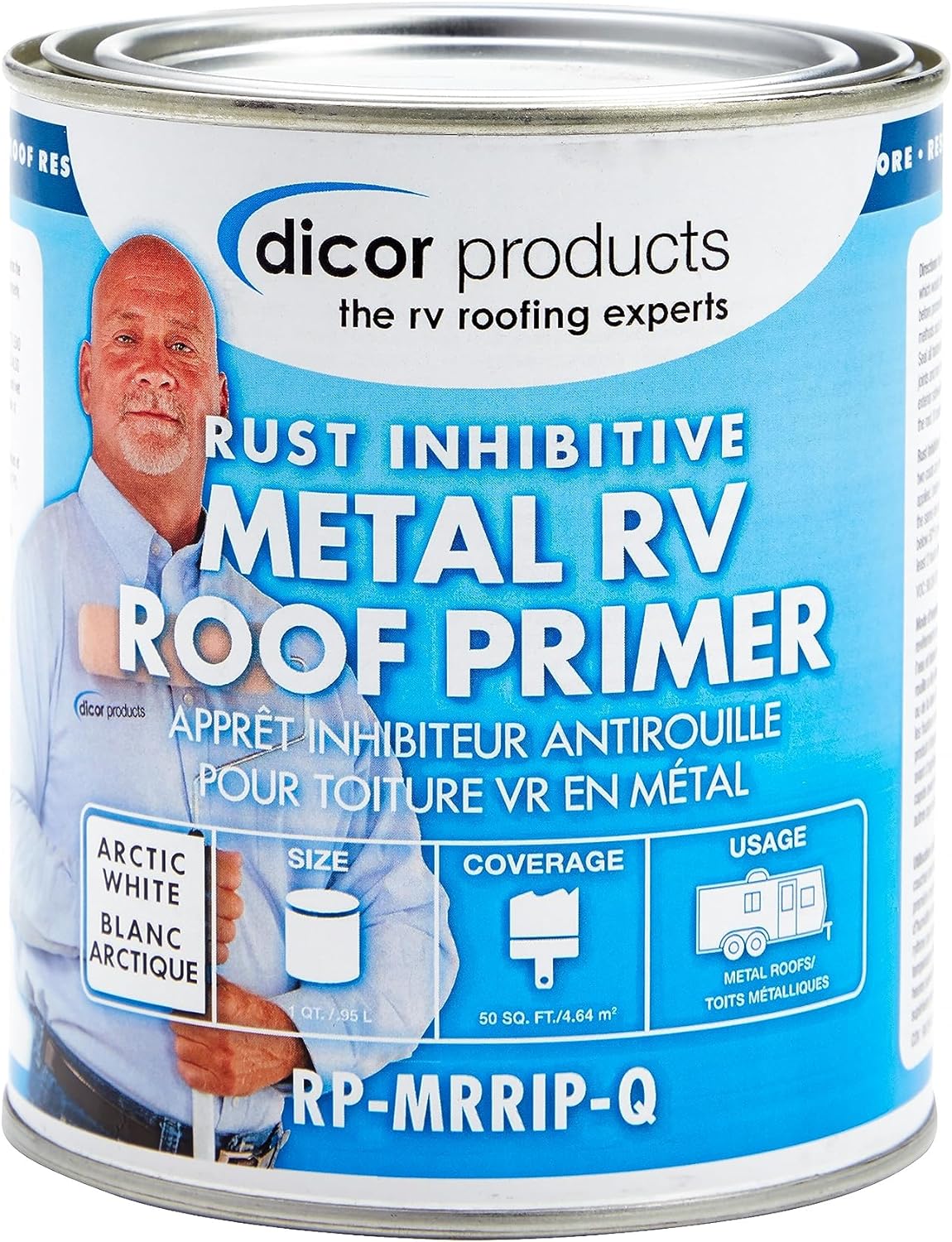 Dicor RP-MRRIP-Q Metal Roof Rust Inhibitive Primer - Arctic White, 1 Quart