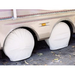 Tire Cover; Single Tire Cover; Fits 18 Inch To 22 Inch Diameter Tires; Slip On; Polar White; Vinyl; Set Of 2