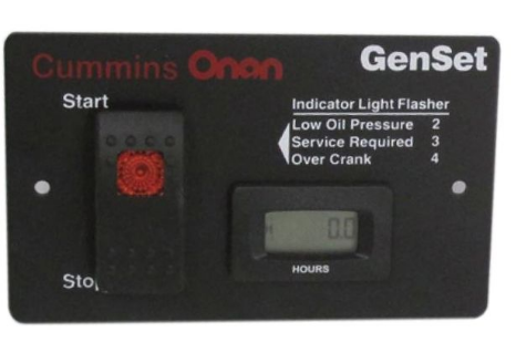 Cummins Onan Generator Accessory - 028-00022, Start/Stop Switch And LCD Hourmeter Panel For Gasoline And LP RV Generators