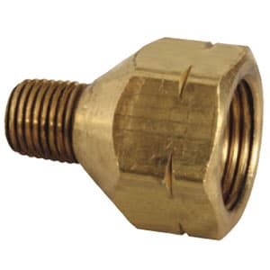 Propane Adapter Fitting; 1/4 Inch Male Pipe Thread x Male POL (Prest-O-Lite); 2-3/8 Inch Overall Length; With O-Ring/ Plastic Hand Wheel - 06.0062