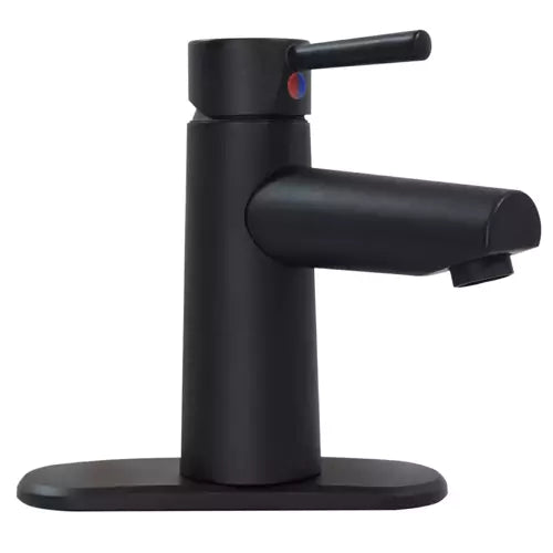 Faucet For Lavatory Single Lever Handle Matte Black With Optional Base Plate