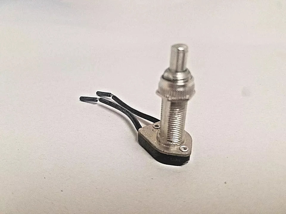 Nickel,1-1/8 Push Button Switch - PACK of 5 - 3A 125V/1A 250 VAC, 2-1/2" leads