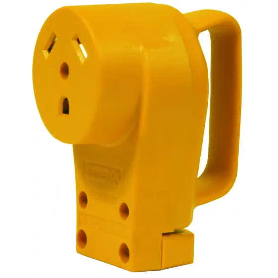 Camco 55343 Power Grip Replacement Receptacle, 125 Volt, 30 Amp, Female Contact, Yellow