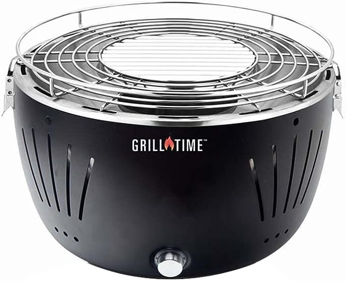 Grill Time Tailgater GTX Portable Charcoal Grill Perfect for Camping Accessories, Football Tailgating, Outdoor Cooking, RV, Boats, Travel, Lightweight Compact Small BBQ Accessories (16 Inch, Gray)