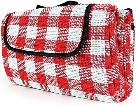 Camco 42801 Picnic Blanket (51" x 59", Red/White)