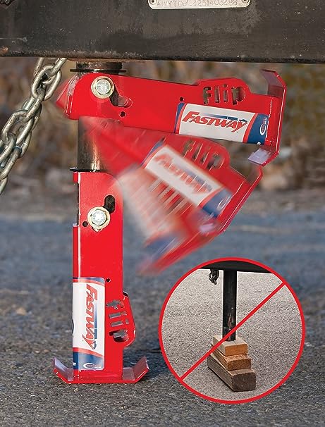 Fastway 88-00-6500 Flip Trailer Tongue Automatic Fold-Up Jack Foot Plate--6 Inch Extension (2-Inch Inner Jack Tube), 2 1/4 Inch , RED