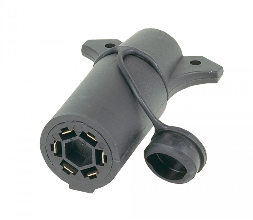 Trailer Wiring Connector Adapter; Multi Tow ®; 7-Way Blade To 6-Way Pin; Universal Center Pin Can Be Switched To Auxiliary Or Electric; With Dust Cover