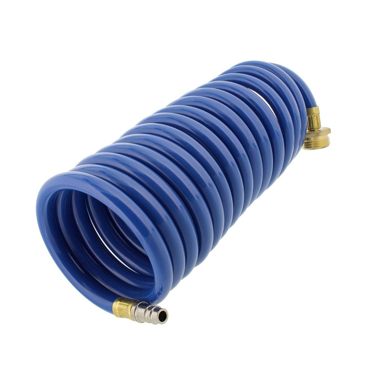 Blue RV 15-foot Coiled Hose for Quick Disconnect Valves